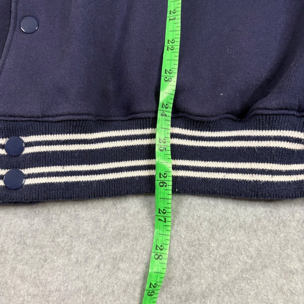 Vintage Warner Bros Studio Bomber Jacket Mens XL Navy Blue Varsity 90s Retro - Picture 8 of 11
